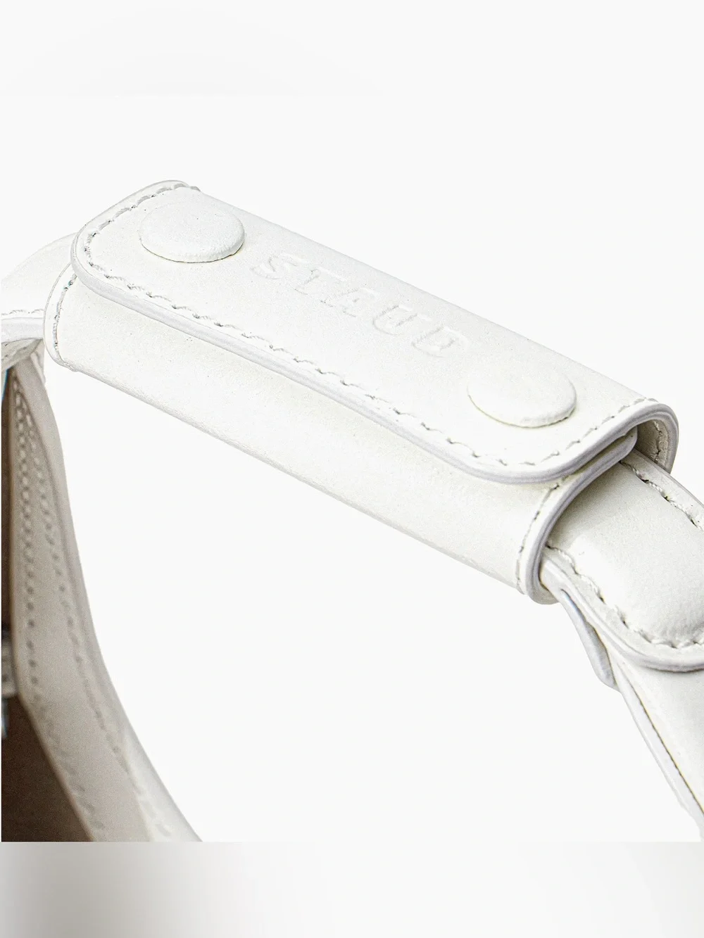 STAUD Crescent Mini Moon Leather Bag White
